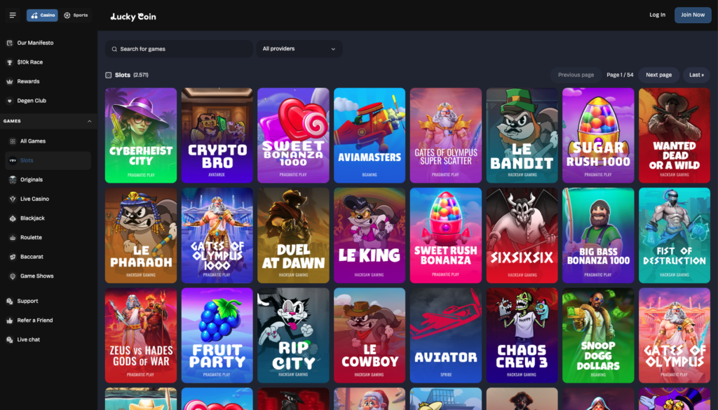 Lucky Coin Casino Screenshot 1